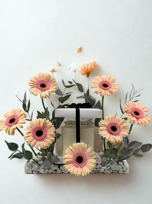 Blush Gerbera Serenity Candle Tray – “Blooming Calm”